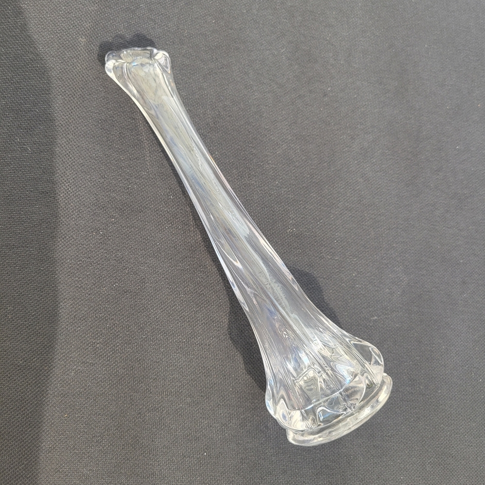 Swung Vase Vintage ~ Small Clear Glass ~ 1970s ~ FINAL PRICE! ~ See Notes - Picture 9 of 16